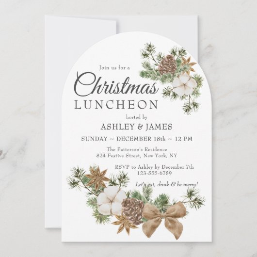 シックフェスティバルコットンパイン企業のクリスマスパーティー 招待状 (正面)