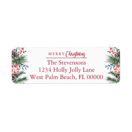 シックフェスティバルホリーベリーメリークリスマスリターン ラベル (正面)