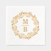 シックフェスティバル洗練された植物学リース 箔ナプキン (正面)