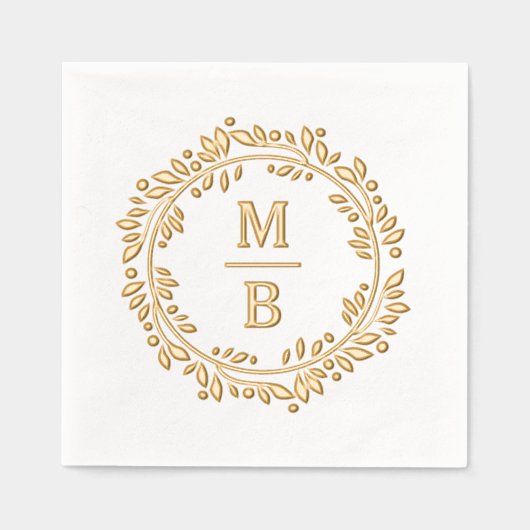 シックフェスティバル洗練された植物学リース 箔ナプキン (正面)