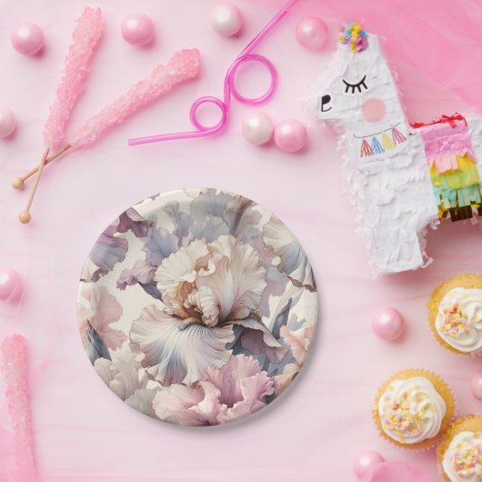 シックフェミニンエレガントソフト赤面水カラーフローラ ペーパープレート (パーティー)
