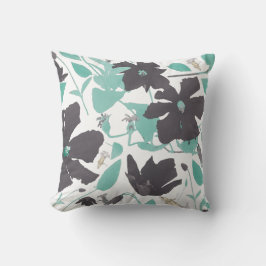 シックフェミニングレイティール（緑がかった色）フローラルパターン クッション