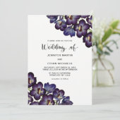 シックフェミニンダークパープル結婚フローラ 招待状 (スタンド正面)