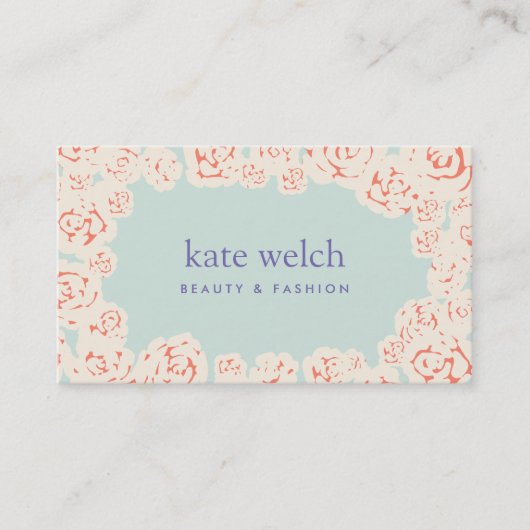 シックフェミニンパステルイエローローローズズフローラ 名刺 (正面)