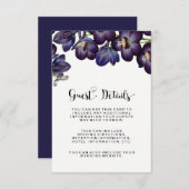 シックフェミニンパープルフローラゲスト詳細結婚ズ エンクロージャーカード (正面/裏面)