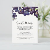 シックフェミニンパープルフローラゲスト詳細結婚ズ エンクロージャーカード (スタンド正面)