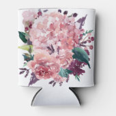 シックフェミニンピンクウォーターカラーフローラ 缶クーラー (正面)