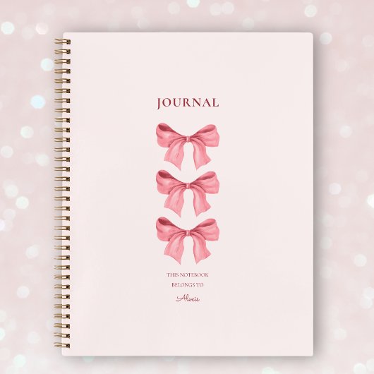 シックフェミニンピンクレッド弓コケット名 ノートブック