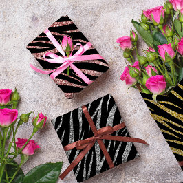 シックフェミニンラグジュアリーブラック金ゴールドクラシーズブラプリント ラッピングペーパーシート