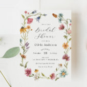 シックフェミニンワイルドフラワーブライダルシャワー 招待状