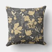 シックフェミニン金ゴールドグレーフローラルパターン クッション (裏面)