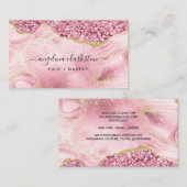 シックフェミニン金ゴールドピンクグリッターマーブルゲート 名刺 (正面/裏面)