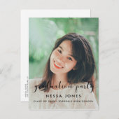 シックフォト卒業パーティーの招待 ポストカード (正面/裏面)