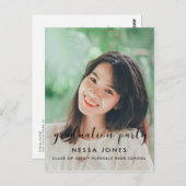 シックフォト卒業パーティーの招待 ポストカード (正面/裏面)