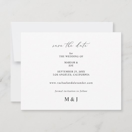 シックフォトLG日付を保存B&W 招待状 (裏面)