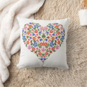 シックフォークアートスタイルフローラハートオンホワイト クッション (ブランケット)