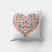 シックフォークアートスタイルフローラハートオンホワイト クッション (裏面)