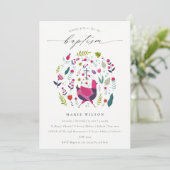 シックフォークファームフローラバーディフォトバプテスマ招待状 サンキューカード (スタンド正面)