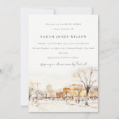 シックフォーゴノースダコタシティスケープブライダルシャワー 招待状 (正面)