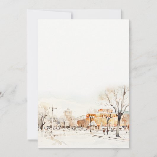 シックフォーゴノースダコタシティスケープ婚約 招待状 (裏面)