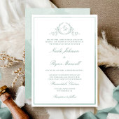 シックフォーマルモノグラ淡い色のムグリーンウォーター結婚カラー 招待状
