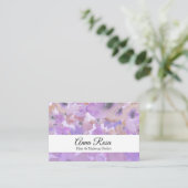 *~*シックフラワーブルー人気があるラベンダー水彩 名刺 (スタンド正面)