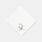 シックフランスのなブルドッグのラインアート:テキストの編集 スタンダードカクテルナプキン (角)