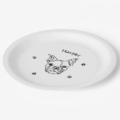 シックフランスのなブルドッグのラインアート：テキストの編集 ペーパープレート (アングル)