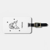 シックフランスのなブルドッグのラインアート：テキストの編集 ラゲッジタグ (正面横)