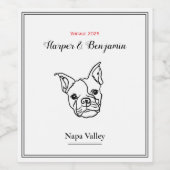 シックフランスのなブルドッグのラインアート:テキストの編集 ワインラベル (シングルラベル)