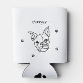 シックフランスのなブルドッグのラインアート:テキストの編集 缶クーラー (裏面)