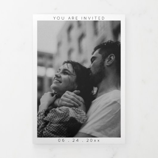 シックフランスのな写真をすべて1つの結婚式招待状 三つ折りカード (カバー)