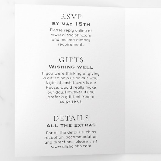 シックフランスのな写真をすべて1つの結婚式招待状 三つ折りカード (内部最初)