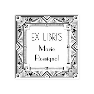 シックフランスのアールデコタイプ個人名Ex Libris ラバースタンプ