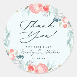シックフランスのガーデンフローラPeony結婚's Thank You ラウンドシール