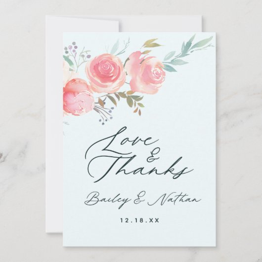 シックフランスのガーデン結婚フローラの愛感謝していと サンキューカード (正面)