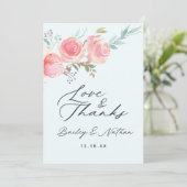 シックフランスのガーデン結婚フローラの愛感謝していと サンキューカード (スタンド正面)