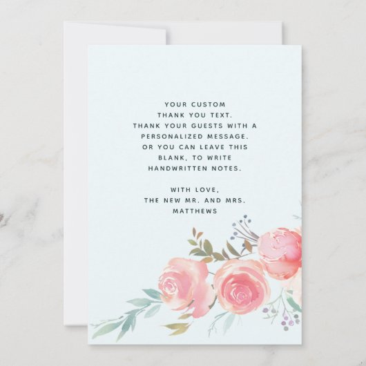 シックフランスのガーデン結婚フローラの愛感謝していと サンキューカード (裏面)