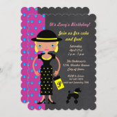 シックフランスのガールバースデーパーティーへの招待 招待状 (正面/裏面)