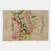 シックフランスのスクリプトビクトリアンフローラリースパリ キッチンタオル (横)