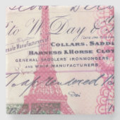 シックフランスのスクリプトレースピンクパリエッフェルタワー ストーンコースター (正面)