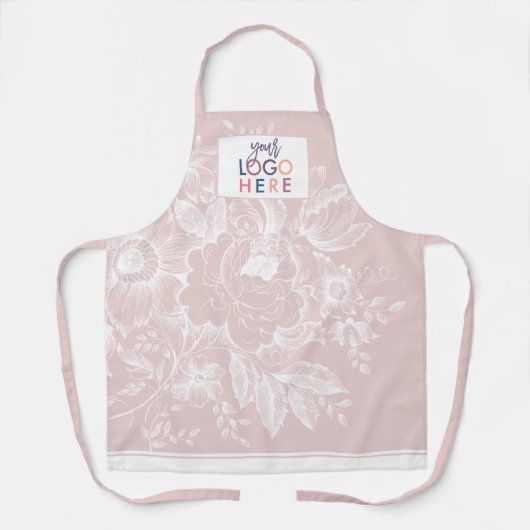 シックフランスのファームハウスピオニーユビジネスロゴ エプロン (正面)