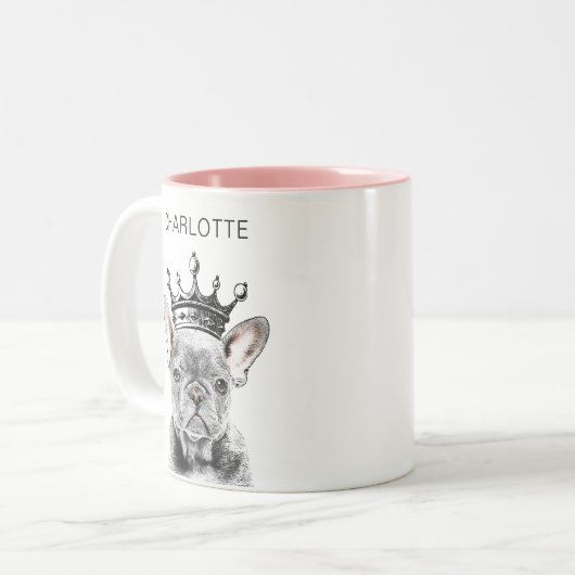 シックフランスのブルドッグフレンチクラウン ツートーンマグカップ (正面左)