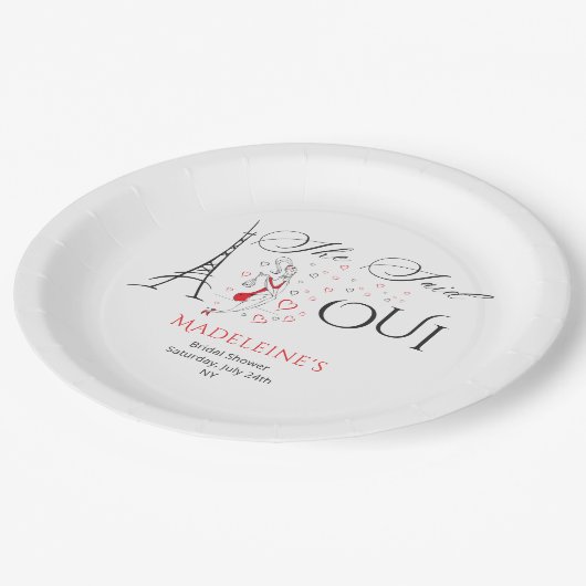 シックフランスの・パリジャン彼女はウィブライダルシャワーと言った ペーパープレート (アングル)