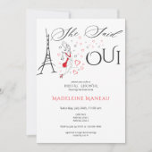 シックフランスの・パリジャン彼女はウィブライダルシャワーと言った 招待状 (正面)