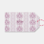 シックフランスの，ピンク，トイル，フローラ，パタービクトリアンン，フィート ギフトタグ (正面(横))