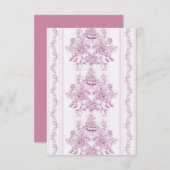 シックフランスの,ピンク,トイル,フローラ,パタービクトリアンン,フィート サンキューカード (正面/裏面)