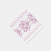 シックフランスの,ピンク,トイル,フローラ,パタービクトリアンン,フィート スタンダードカクテルナプキン (角)