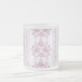 シックフランスの，ピンク，トイル，フローラ，パタービクトリアンン，フィート フロストグラスマグカップ (中央)