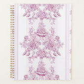 シックフランスの，ピンク，トイル，フローラ，パタービクトリアンン，フィート プランナー手帳 (正面)